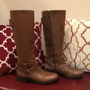 Brown leather boots